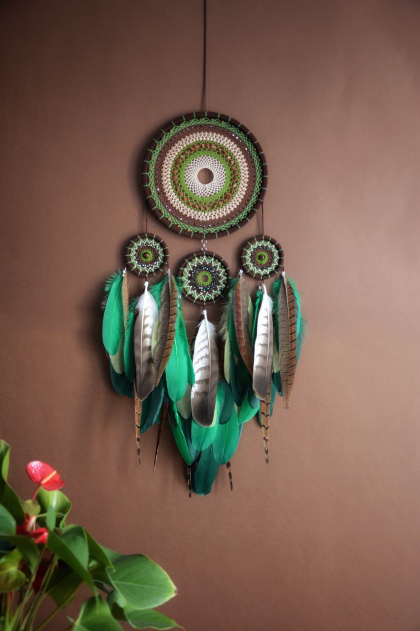 large brown green dream catcher