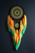 Load image into Gallery viewer, large orange green dream catcher
