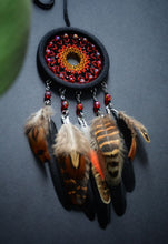 Load image into Gallery viewer, small black red brown dream catcher

