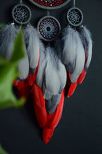 Load image into Gallery viewer, large gray red dream catcher

