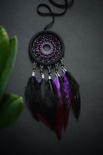 Load image into Gallery viewer, small black purple dreamcatcher
