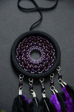 Load image into Gallery viewer, small black purple dreamcatcher
