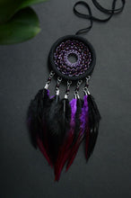 Load image into Gallery viewer, small black purple dreamcatcher
