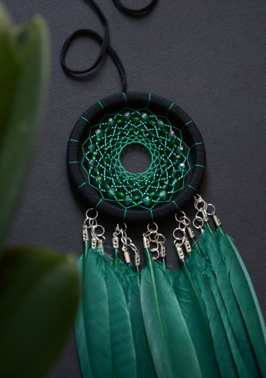 Buy Handmade Small Black Green Dream Catcher Online fron Julia