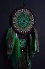 Load image into Gallery viewer, large green brown dream catcher
