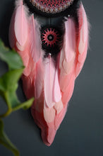 Load image into Gallery viewer, large black pink peach coral dream catcher
