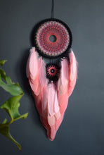 Load image into Gallery viewer, large black pink peach coral dream catcher
