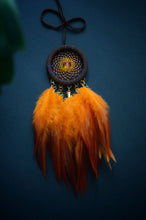 Load image into Gallery viewer, mini brown orange dream catcher for car
