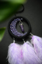 Load image into Gallery viewer, small purple dream catcher with amethyst pendant
