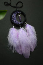 Load image into Gallery viewer, small purple dream catcher with amethyst pendant
