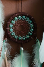 Load image into Gallery viewer, large brown turquoise mint dream catcher
