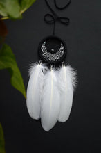 Load image into Gallery viewer, small black white dream catcher with glass beads
