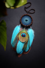 Load image into Gallery viewer, small brown blue dream catcher
