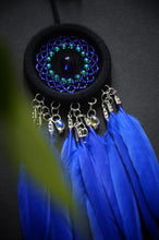 Load image into Gallery viewer, mini blue dream catcher with glass beads

