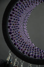 Load image into Gallery viewer, black purple crescent moon dream catcher
