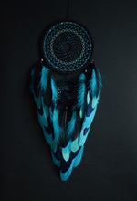 Load image into Gallery viewer, large black blue dream catcher spiral
