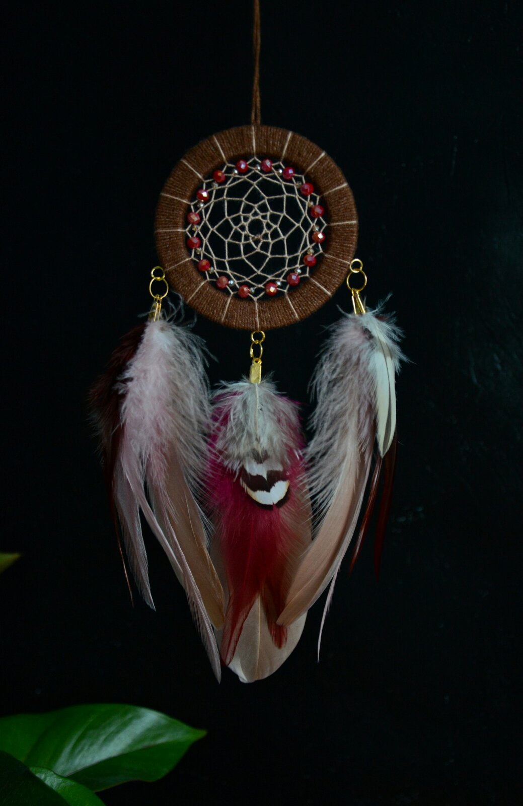 little brown and red dreamcatcher